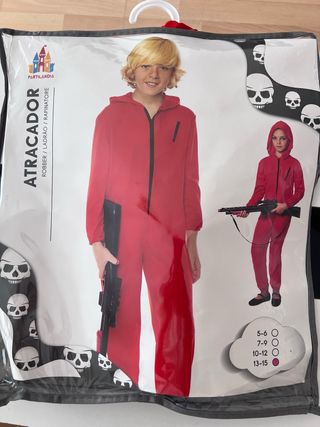 Disfraz Atracador mono rojo Talla 13-15