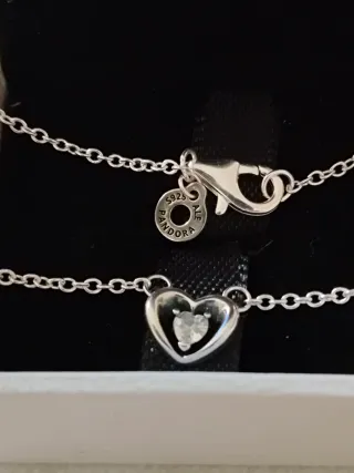 Collar Pandora Corazón con Circonita Plata