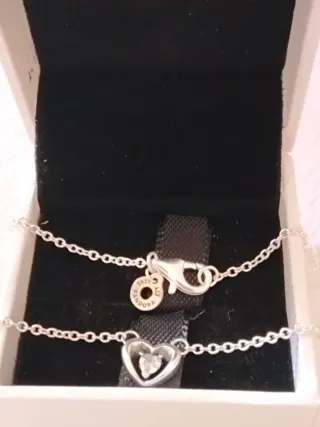 Collar Pandora Corazón con Circonita Plata
