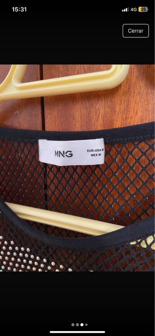 Camiseta mallada de Mango Mujer