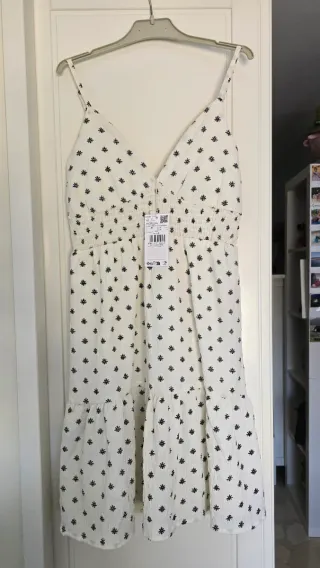 Vestido blanco estampado negro