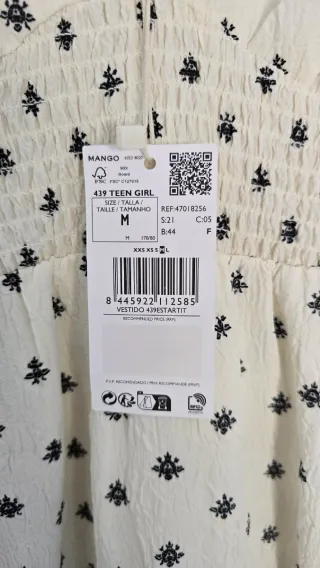 Vestido blanco estampado negro