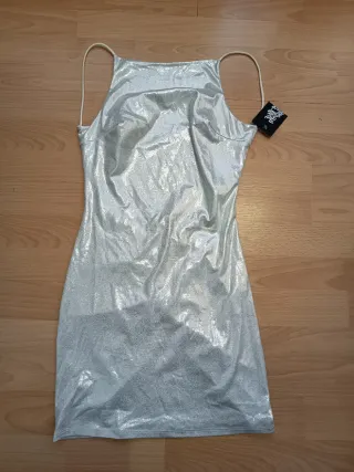Vestido fiesta plateado 
