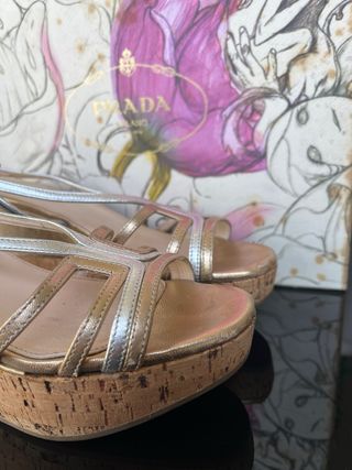 Tacones Prada Oro y Plata