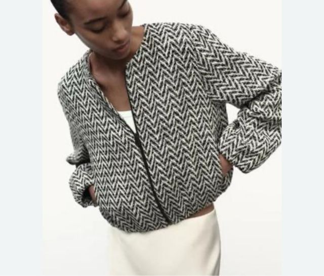 Bomber Zara espiga negra y blanca Talla XS
