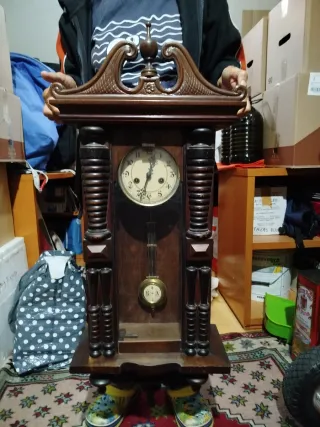 Reloj de Pared Antiguo Madera y Cristal