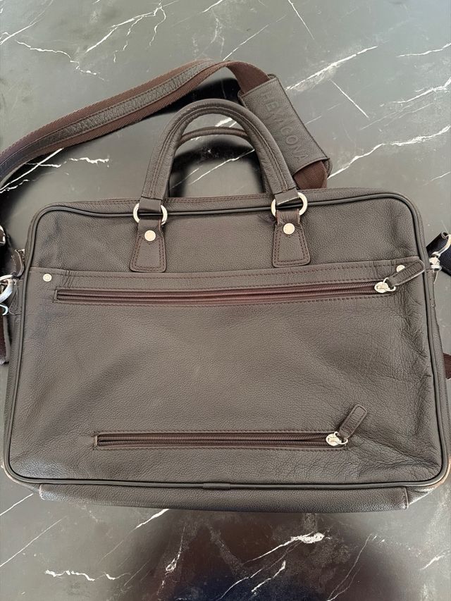 Maletín de cuero marrón Hexagon