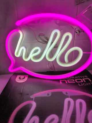 Letrero LED Neon Hello Rosa y Blanco