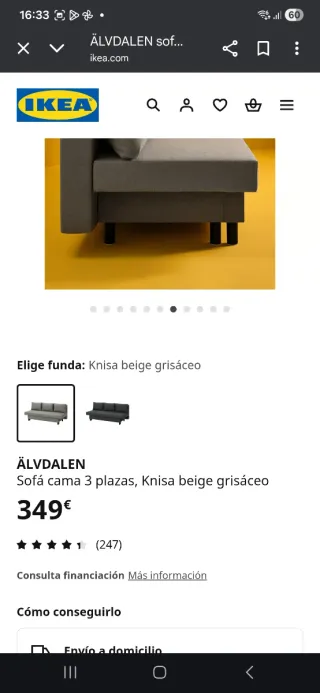 Sofá Cama Gris Tela