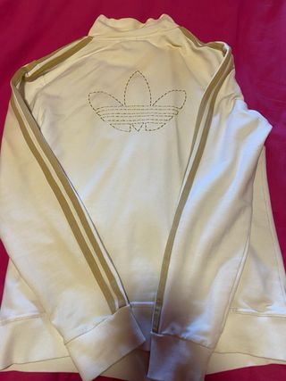 Chaqueta Adidas Mujer Blanca Rayas Doradas