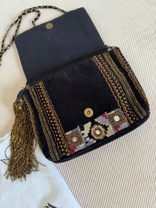 Bandolera Zara Bohemia Terciopelo Bordada
