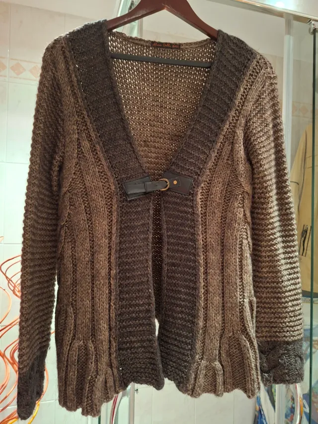 Chaqueta de punto señora beige y marrón