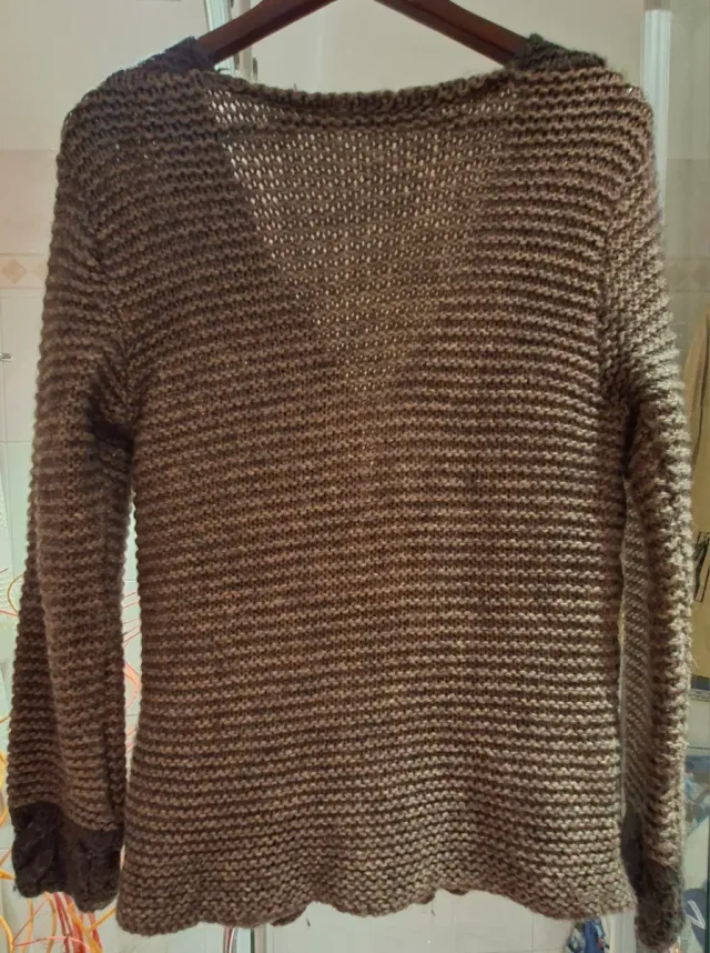 Chaqueta de punto señora beige y marrón