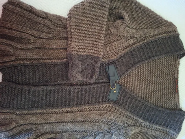 Chaqueta de punto señora beige y marrón