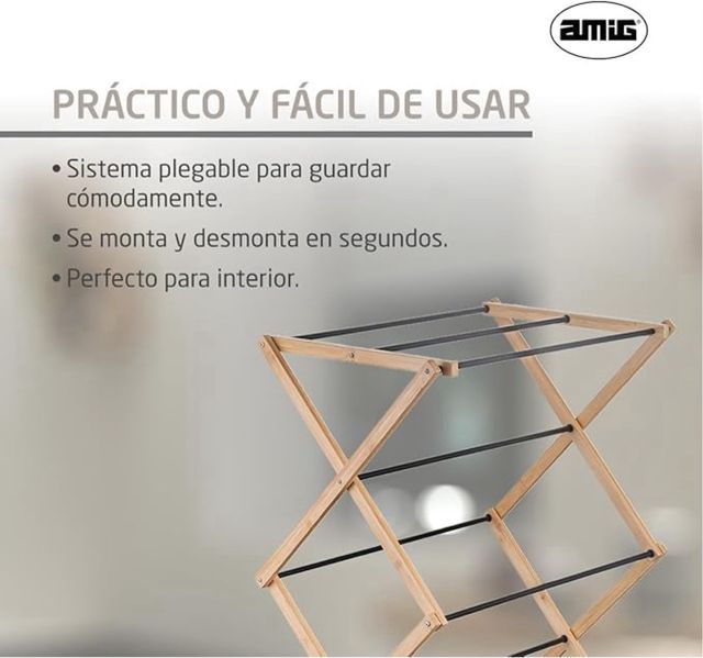 Stendibiancheria pieghevole tower 7 altezze in bambù NUOVO