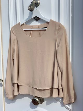 Blusa Zara Volante Beige