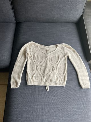 Jersey de punto blanco con cordón