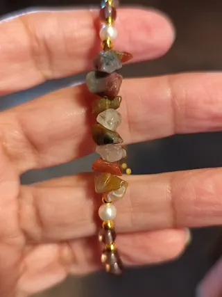 Pulsera Ágata, Perlas y Obsidiana