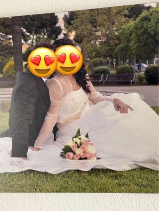 Vestido de Novia Blanco y Dorado