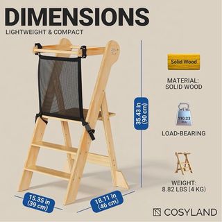 Torre Montessori pieghevole in legno a 2 piani NUOVO