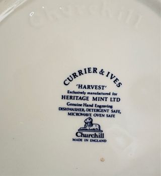 VAGILLA CURRIER & IVES 12 x3 platos Sopera