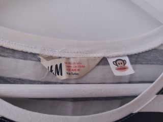 Camiseta H&M Rayas Mono Corazón, Paul Frank.