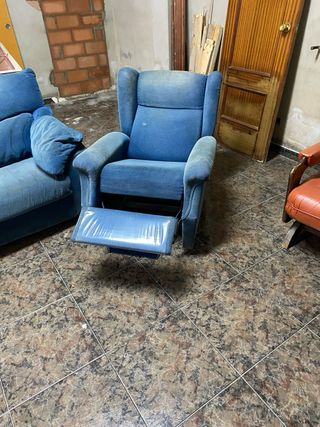 Sofá 3 plazas y 2 individuales azul