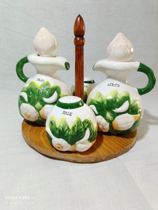 Set Olio, Aceto, Sale e Pepe con Vassoio