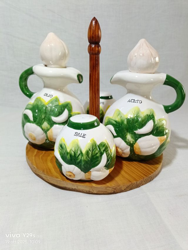 Set Olio, Aceto, Sale e Pepe con Vassoio