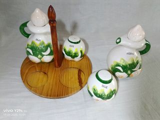 Set Olio, Aceto, Sale e Pepe con Vassoio