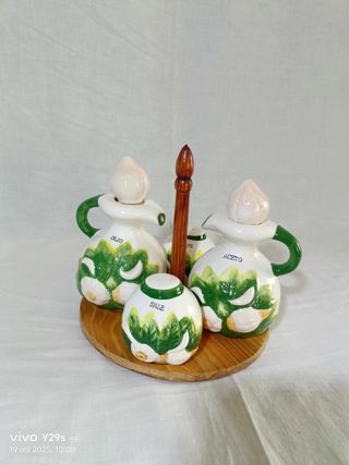 Set Olio, Aceto, Sale e Pepe con Vassoio
