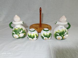 Set Olio, Aceto, Sale e Pepe con Vassoio