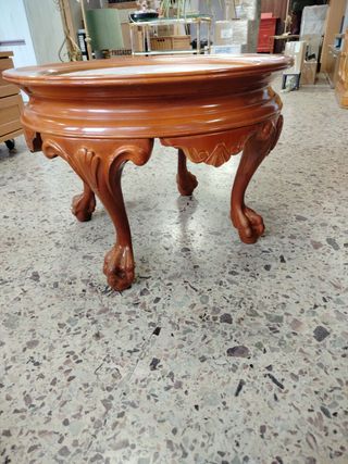 Mesa centro madera maciza y mármol