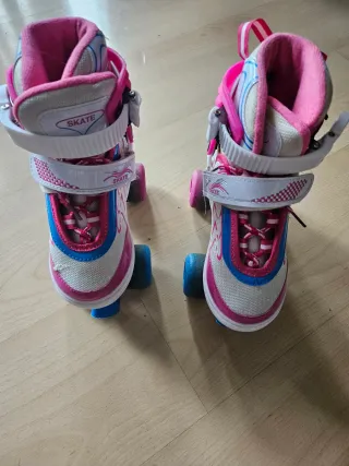 Patines para niña rosas y blancos