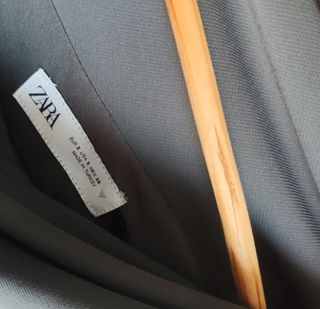 Vestido largo ZARA asimétrico una manga verde gris