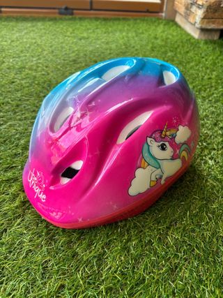 Casco bici niña unicornio rosa y azul