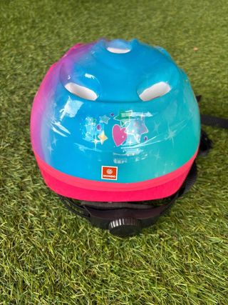 Casco bici niña unicornio rosa y azul