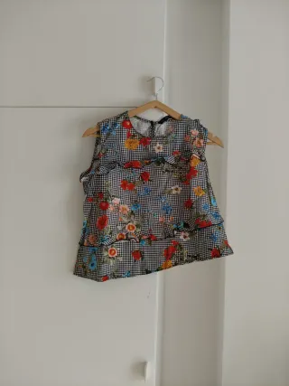 Blusa cuadros vichy y flores