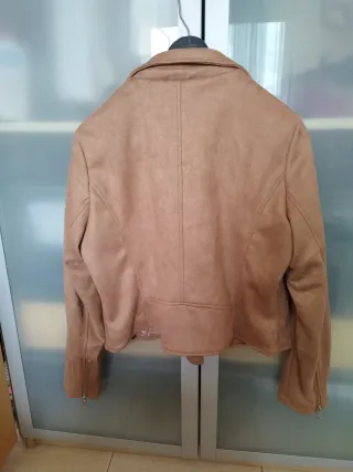 Cazadora Biker Antelina Mujer Beige
