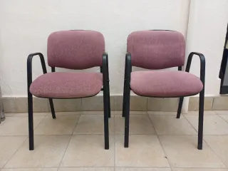 2 Sillas Oficina Estudio Tela Negra Rosa