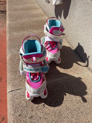 Patines Hudora Niña Rosa Talla Ajustable 30-33