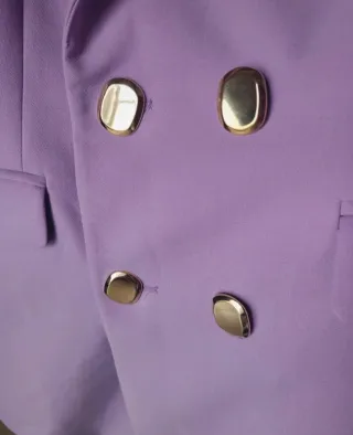 Blazer Zara Morado lila Doble Botonadura dorada