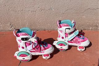 Patines Hudora rosas y blancos talla 30-33