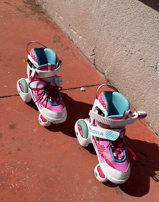 Patines Hudora rosas y blancos talla 30-33