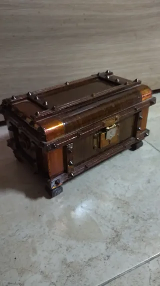Baúl caja música antiguo madera metal