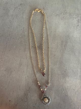 Collar doble Zara flor y piedra