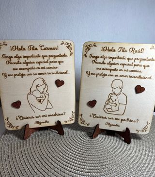 Láminas madera personalizadas para padrinos
