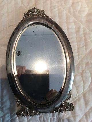 Espejo de pie antiguo metal plateado