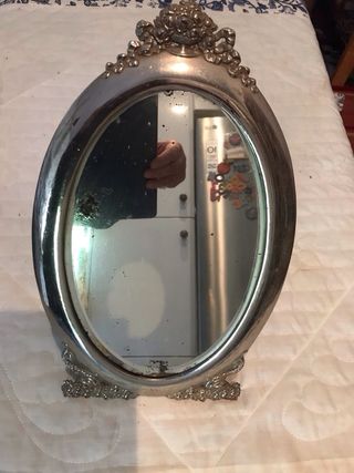 Espejo de pie antiguo metal plateado