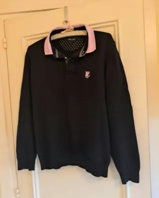 Jersey Negro Cuello Polo Talla L